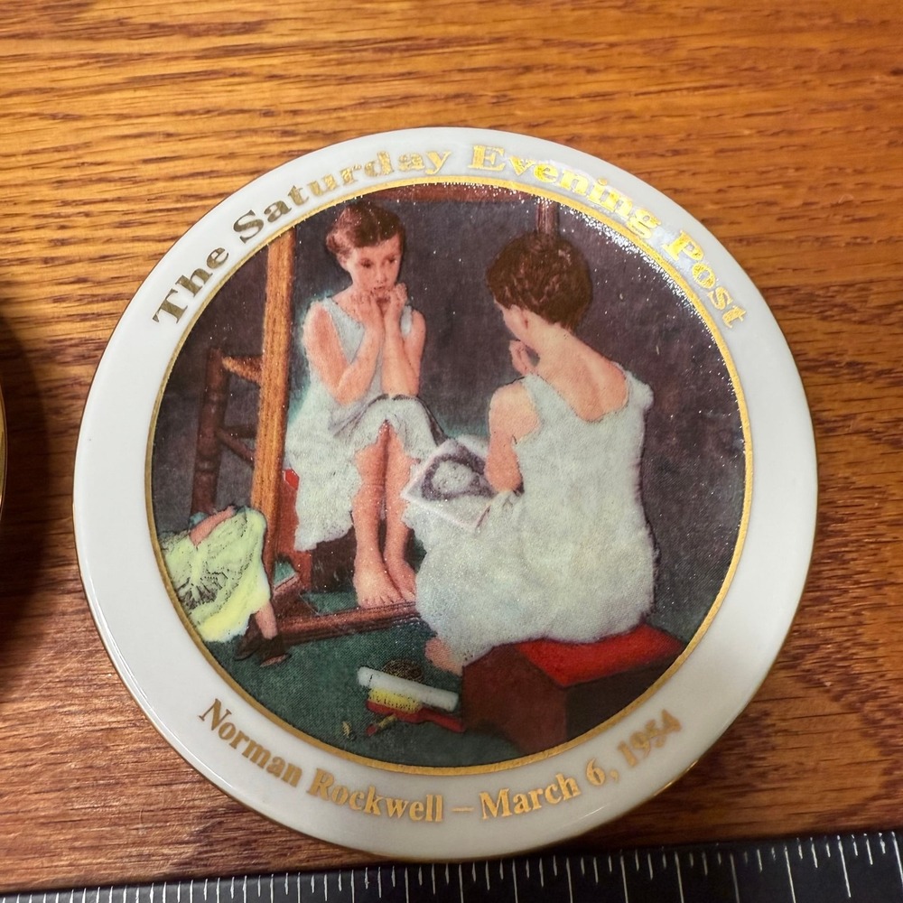 Norman Rockwell Girl at the Mirror1954 Mini Plate‎ set of 2
